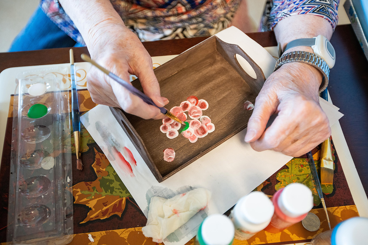 A resident is painting.