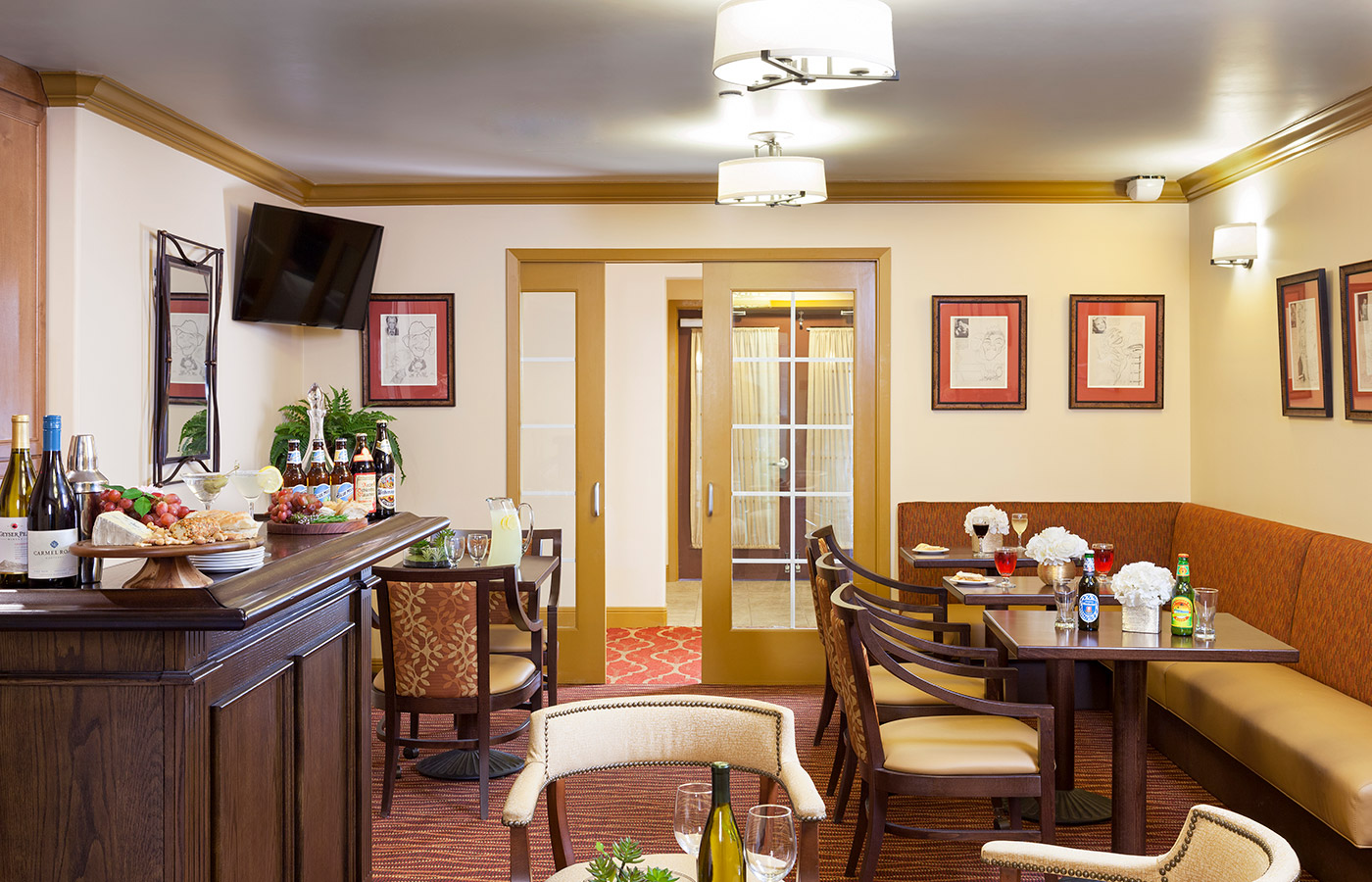The Club room of the residence, with a vast array of beverage available 