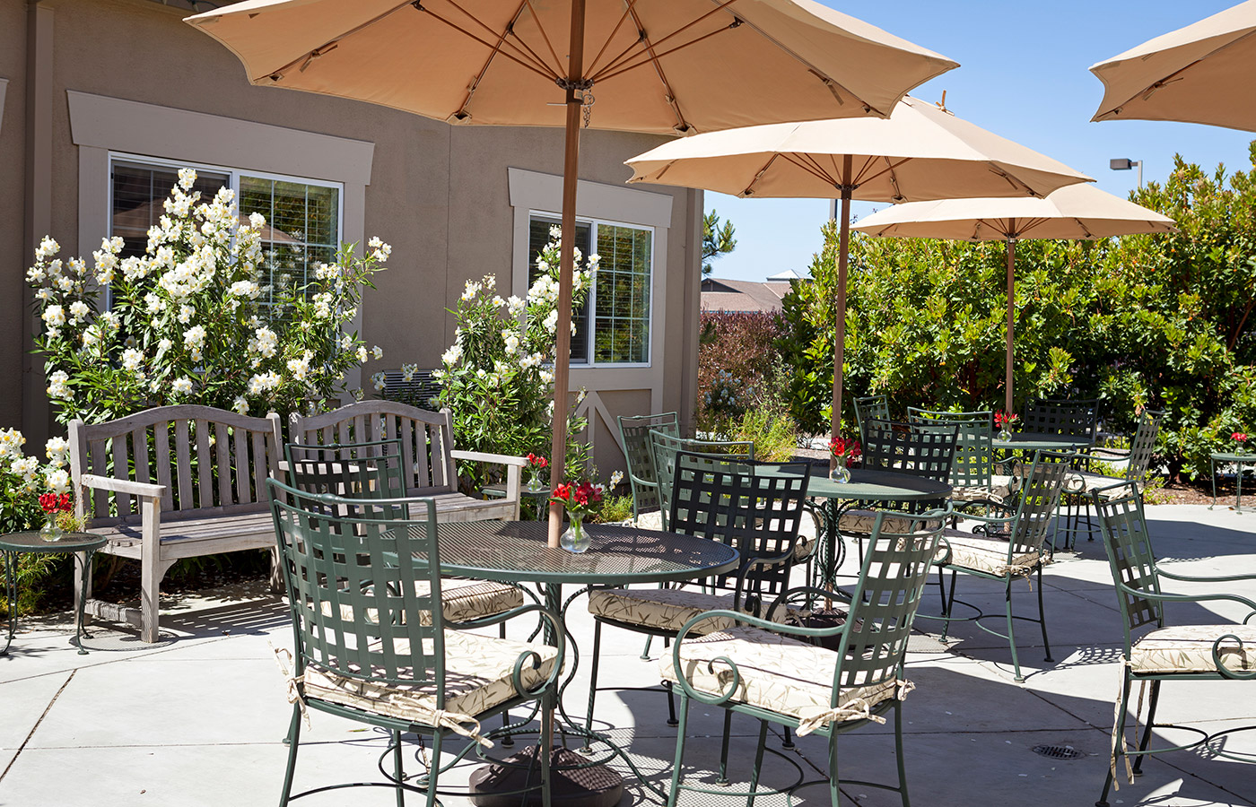 The patio area at The Cottages of Carmel.