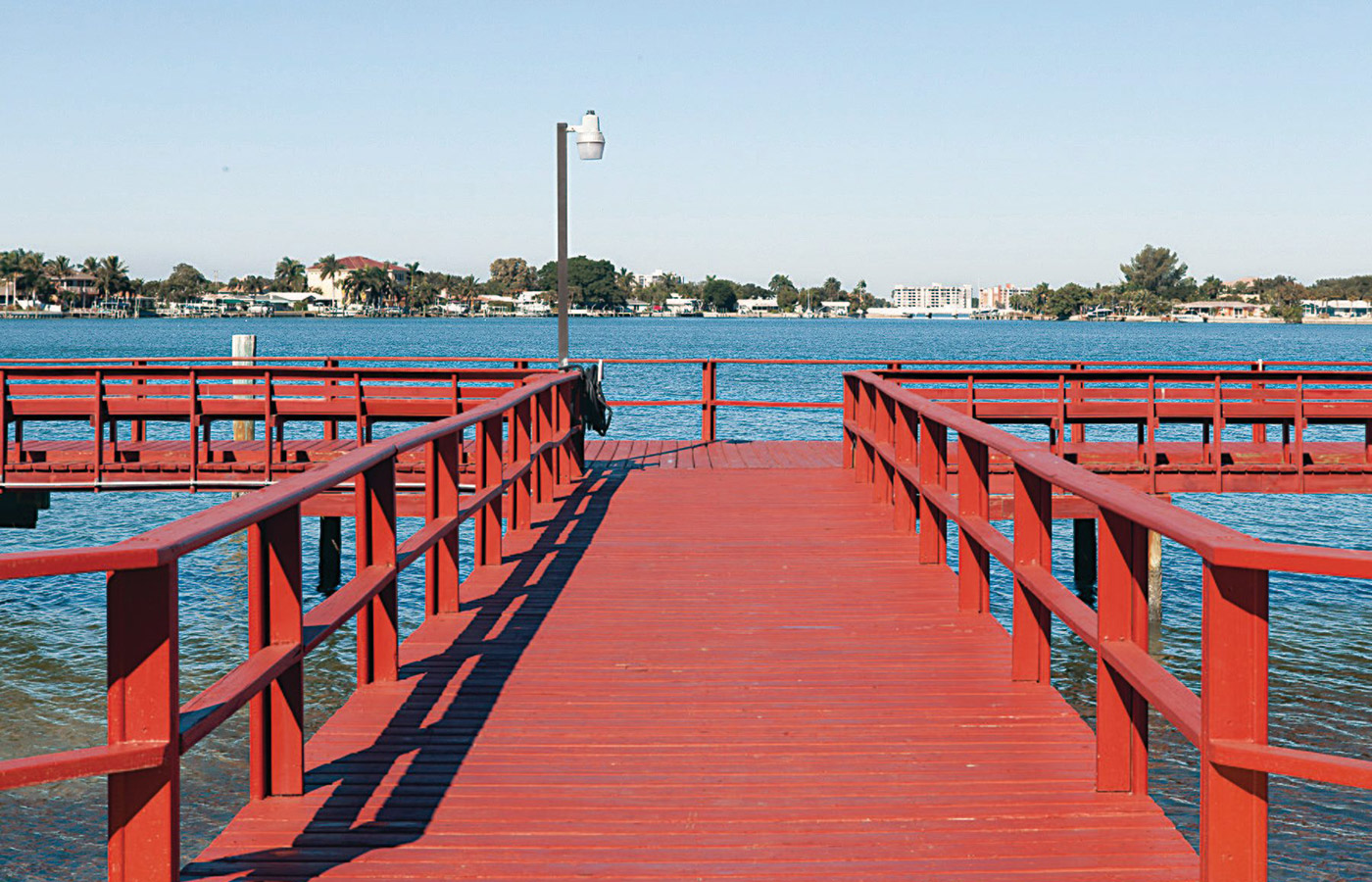 Bright red pier 