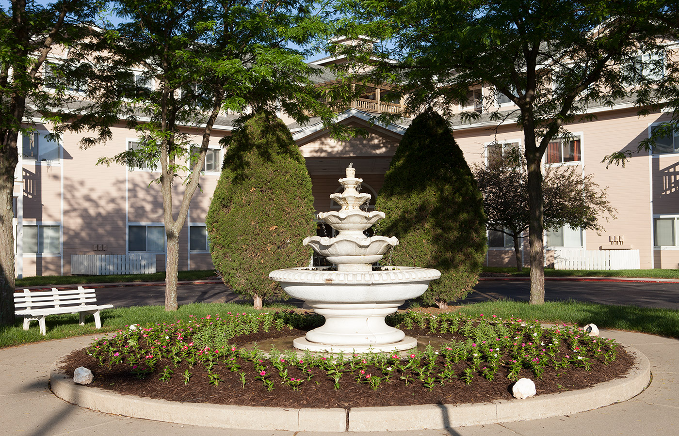 Fountain in courtyard.