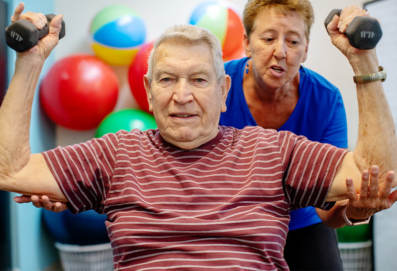 A person lifting weights.