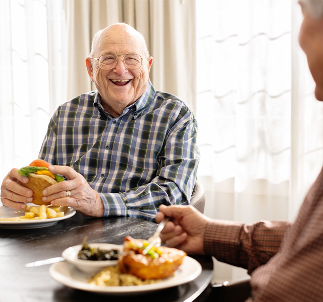A person eating lunch.
