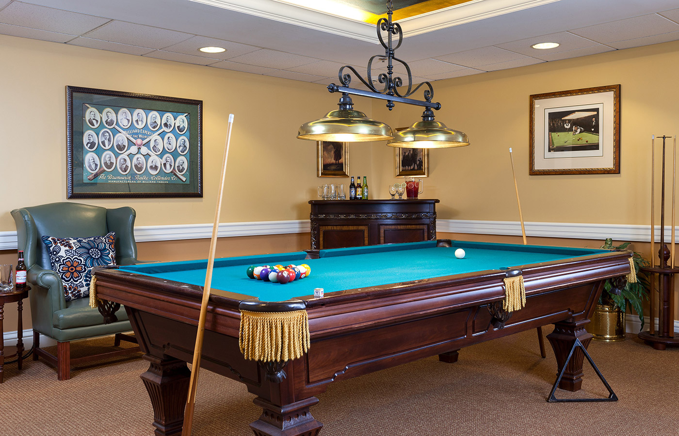 Game room with pool table.
