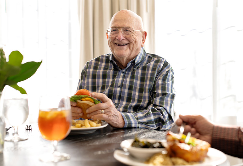 A person eating lunch.