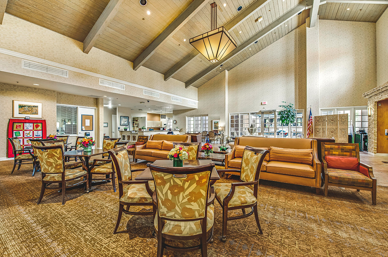 A seating area at The Fountains at La Cholla.