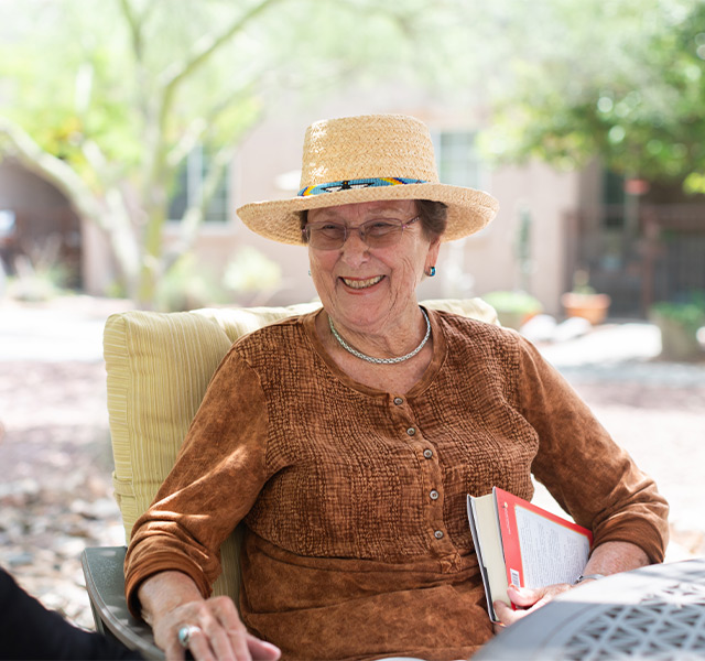 A person sitting outside.