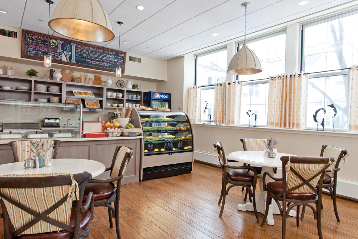 Market cafe with seating area.