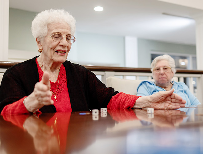 A person playing a dice game.