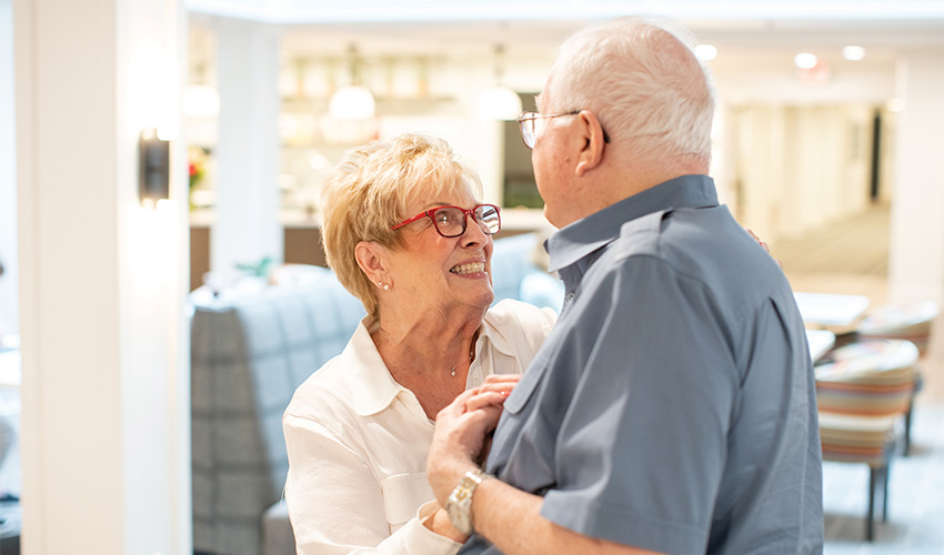 A couple is dancing together.
