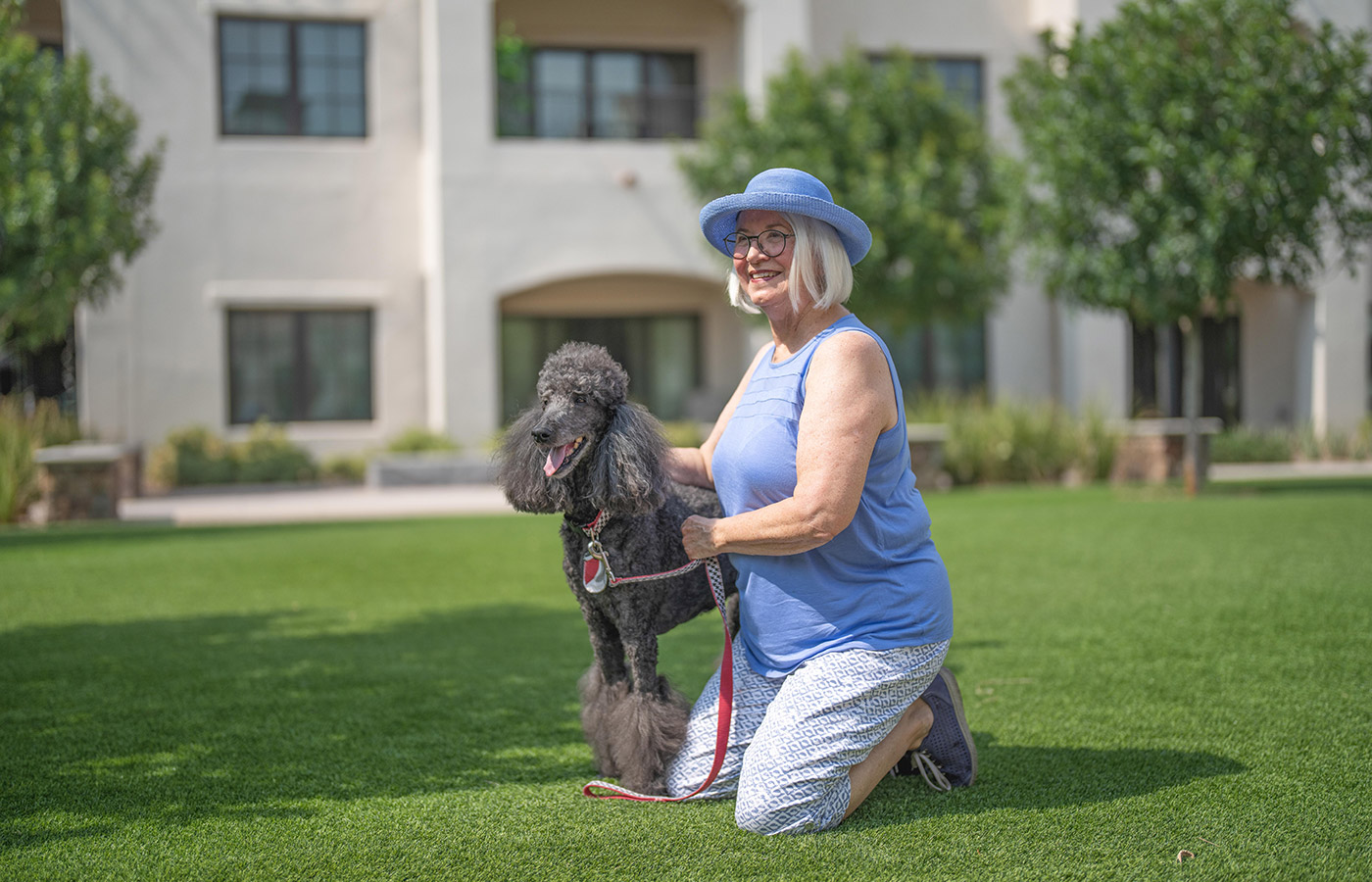 A resident with their dog.