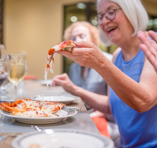 Residents enjoying lunch.
