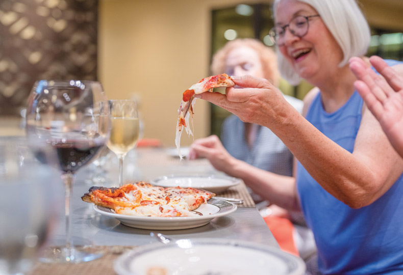 Residents enjoying lunch.