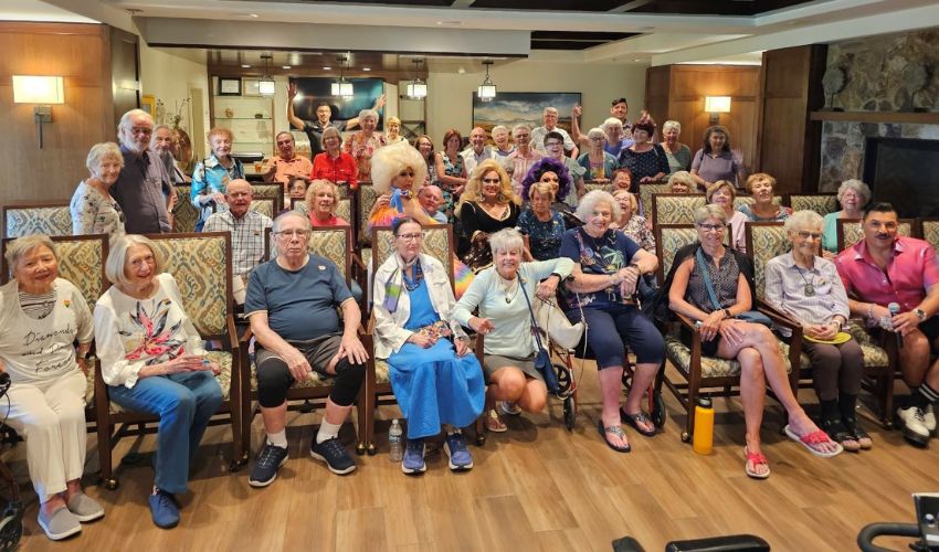 Residents at the Drag Show Happy Hour.