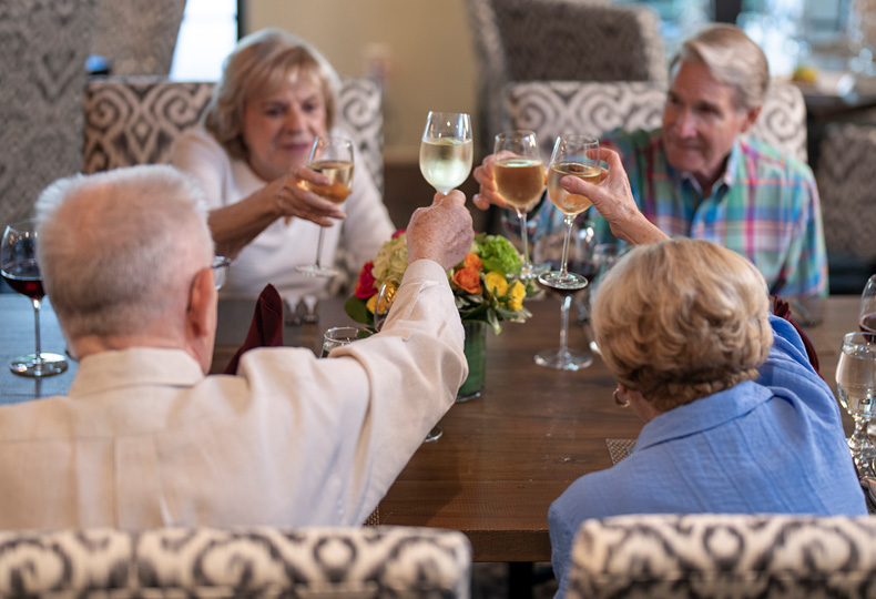 Residents are having meals together at The Hacienda at the Canyon.