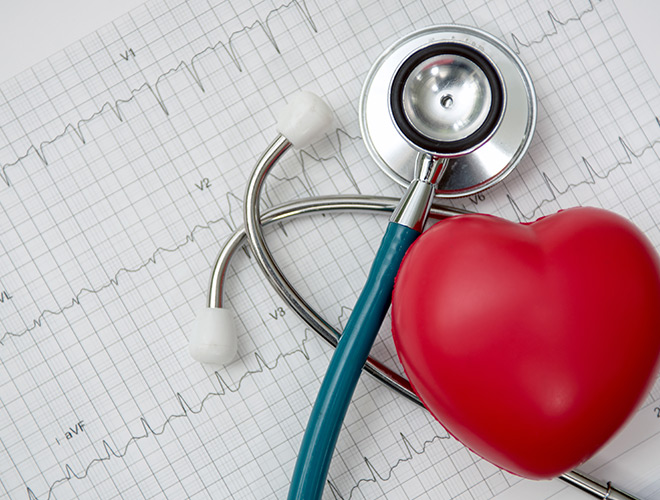 Stethoscope with plastic heart.