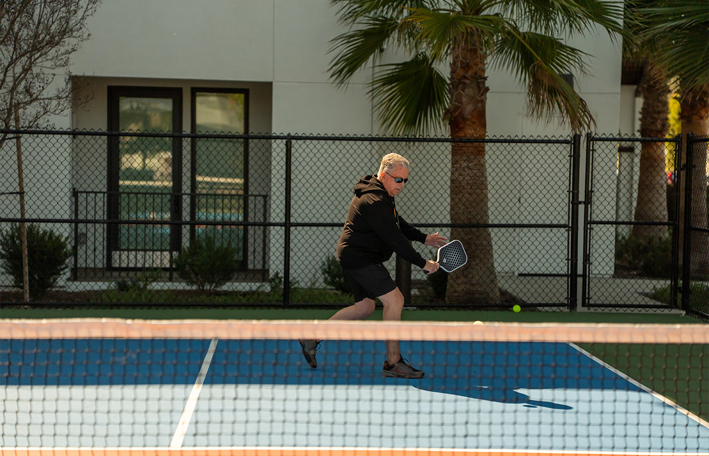 A person playing pickleball.