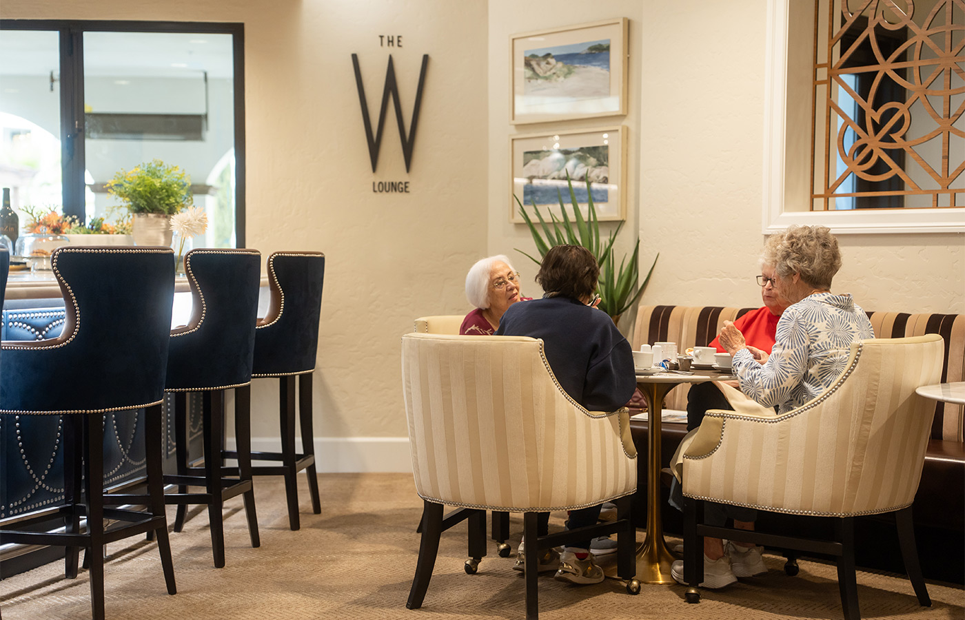 People sitting in a restaurant. 