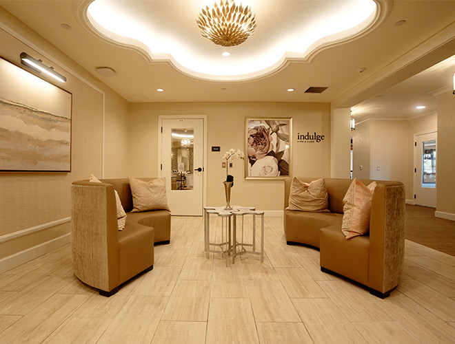 A salon waiting room.