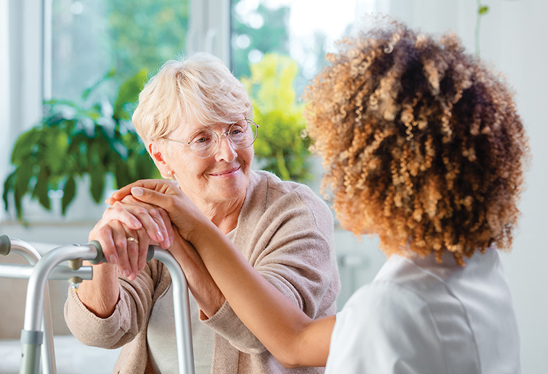 Two people looking at each other.
