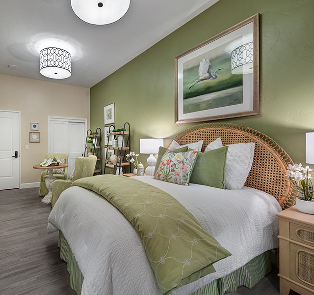 A fully furnished bedroom.