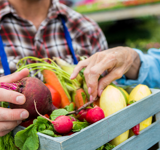 A basket of vegetables.