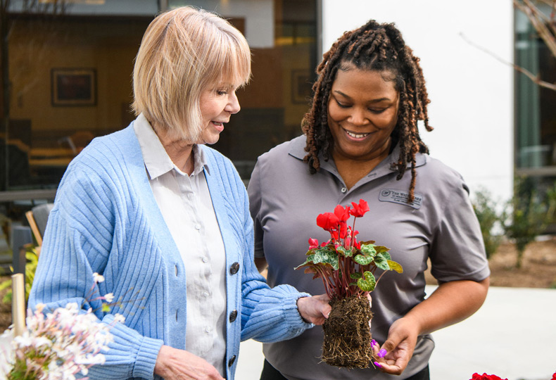 Residents enjoying gardening.