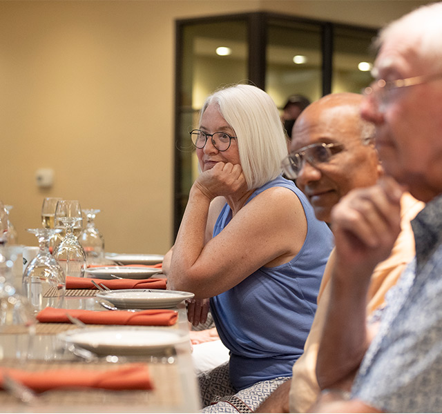 People sitting at a counter.