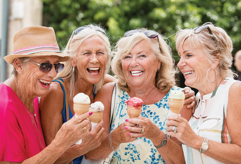 Residents enjoy ice cream.
