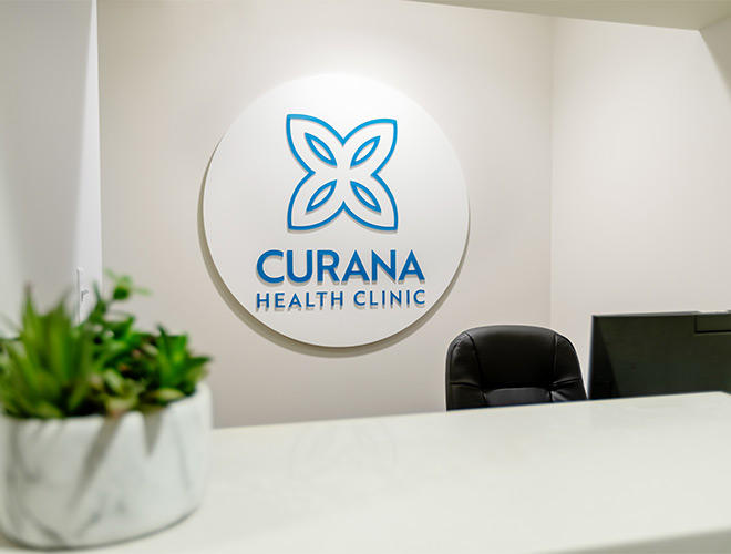 A desk in a medical office.