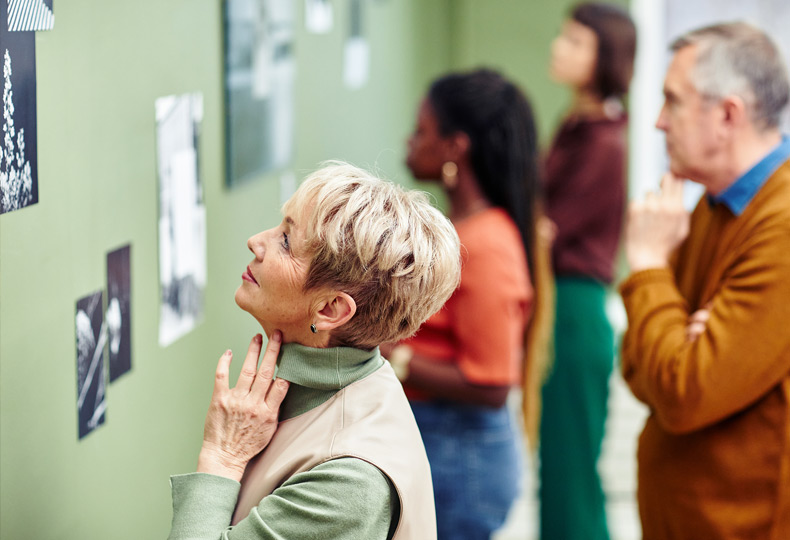 Residents enjoying art.