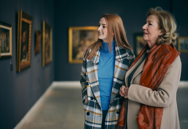 People enjoying art.