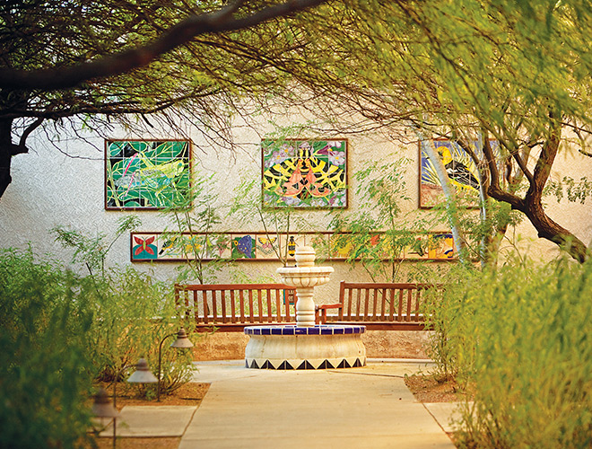 Seating area in patio.
