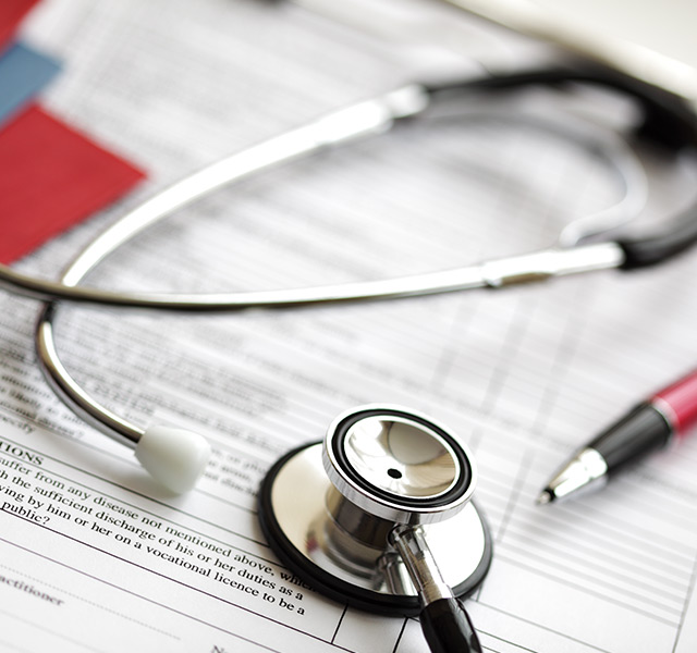 Close up of stethoscope.