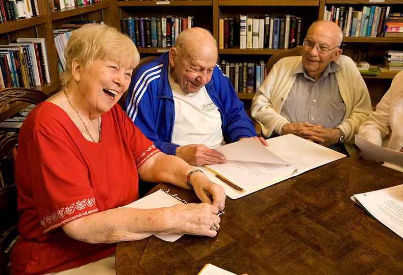 A group of residents are participating in an activity together.