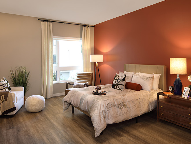 A fully furnished bedroom.