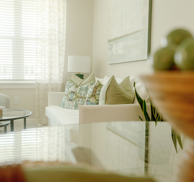 A fully furnished living room.