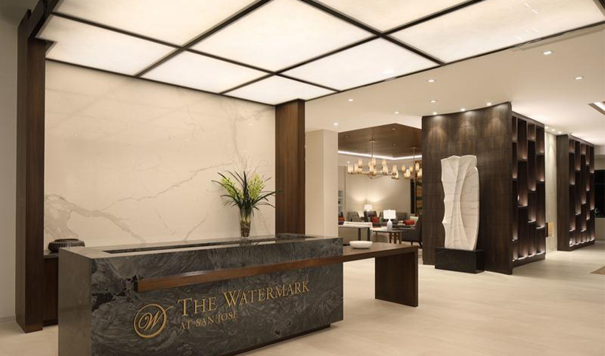 The lobby at The Watermark at San Jose.
