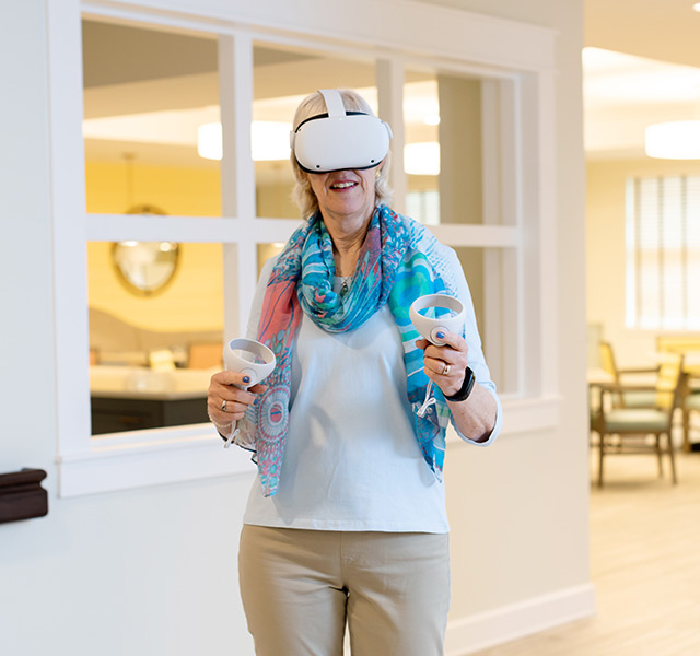 A person using a virtual reality headset.