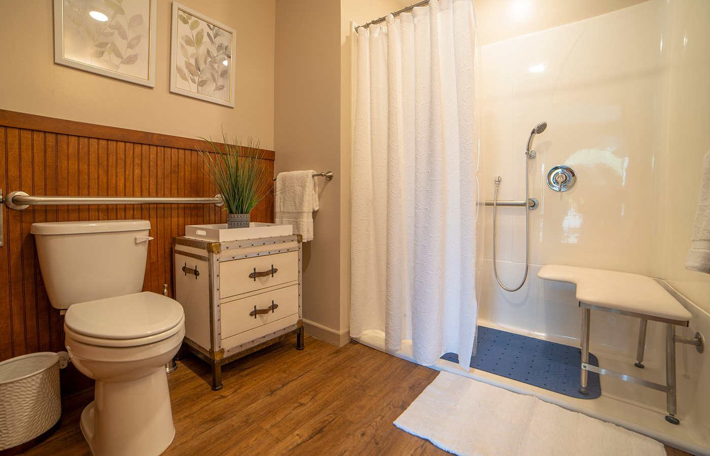 A bathroom in an apartment at The Watermark at San Ramon.