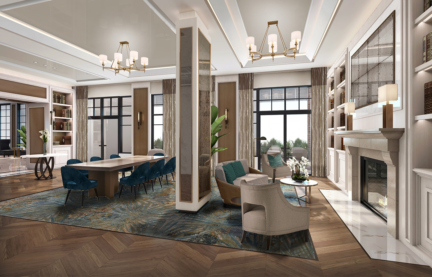The library at The Watermark at West Palm Beach.