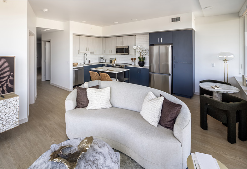 A fully furnished living room.