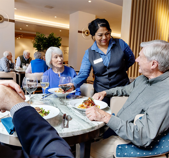 People being served at dinner.