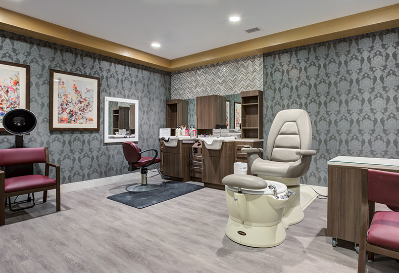 Salon with style stations.