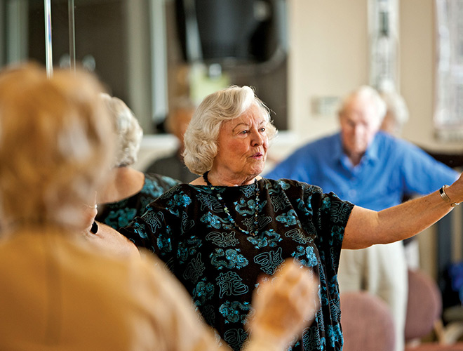 Residents enjoying tai chi.