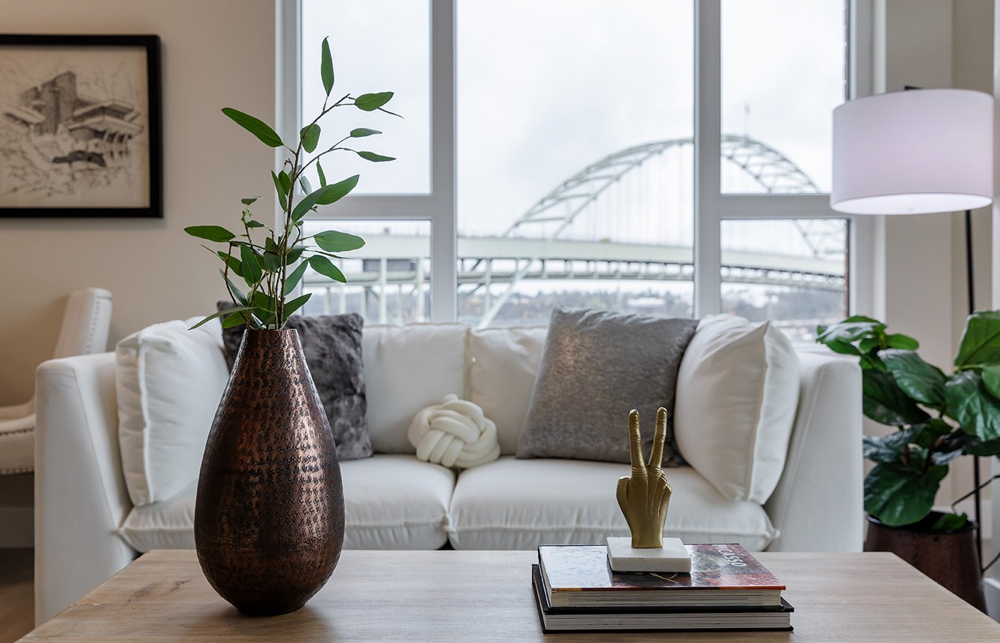 A fully furnished living room.