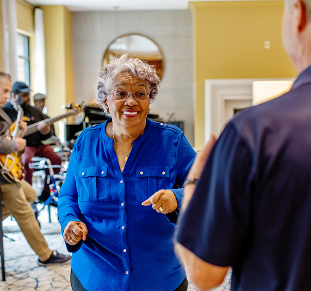 People dancing to live music.