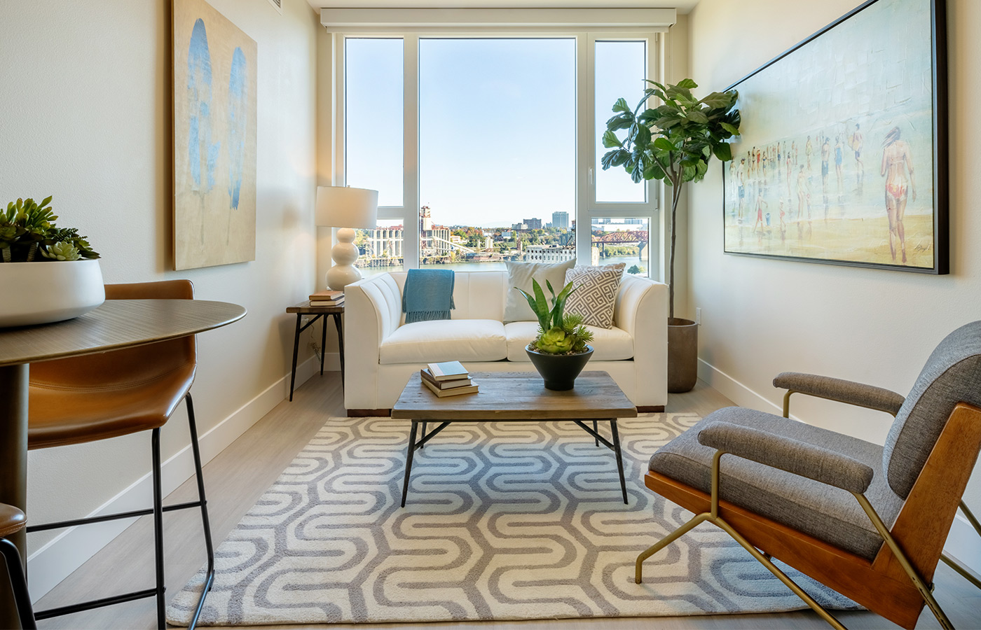 A fully furnished living room.