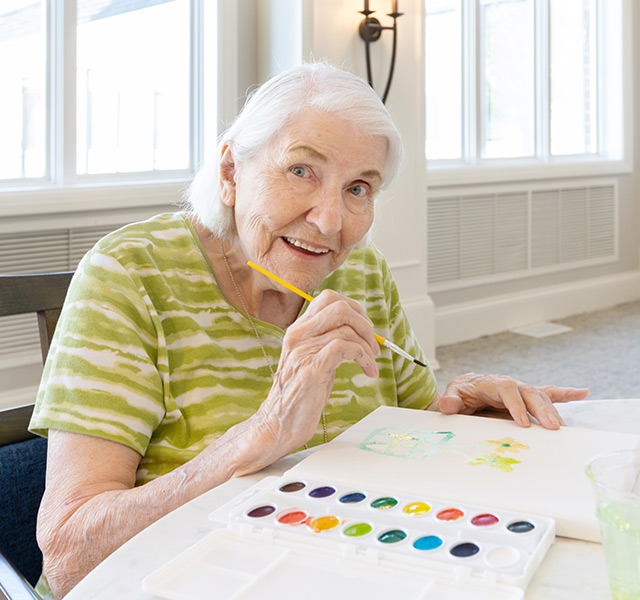 A resident is painting.