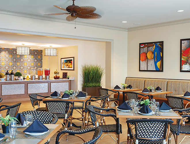 The cafe atThe Watermark at Vistawilla.